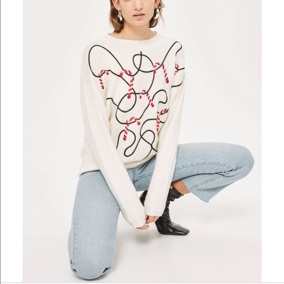 Topshop Candy Canes On A String Sweater 